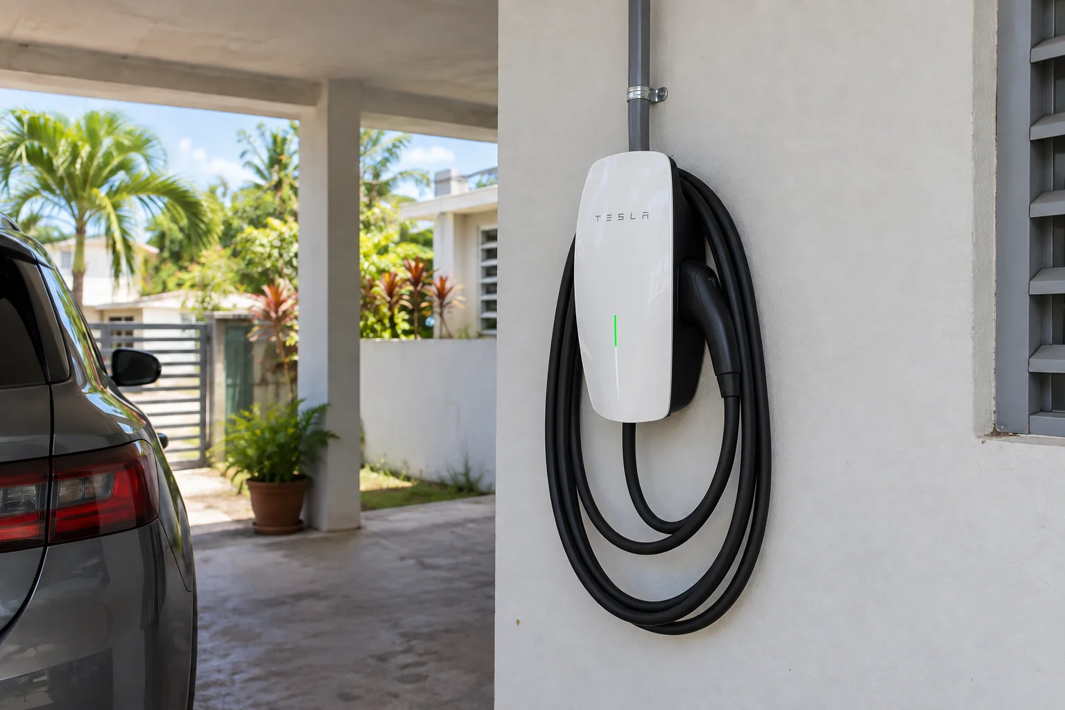 Tesla Wall Connector en una marquesina